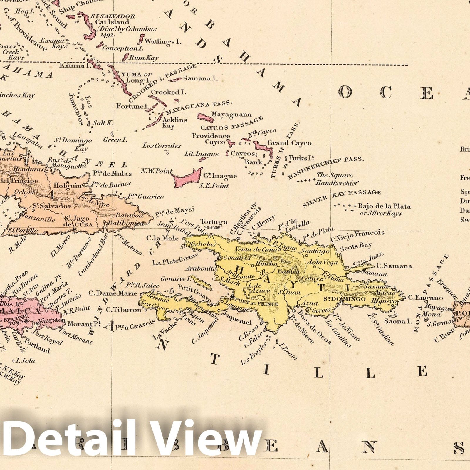 West Indies, 1853 - Hand-Colored Historical Map Print