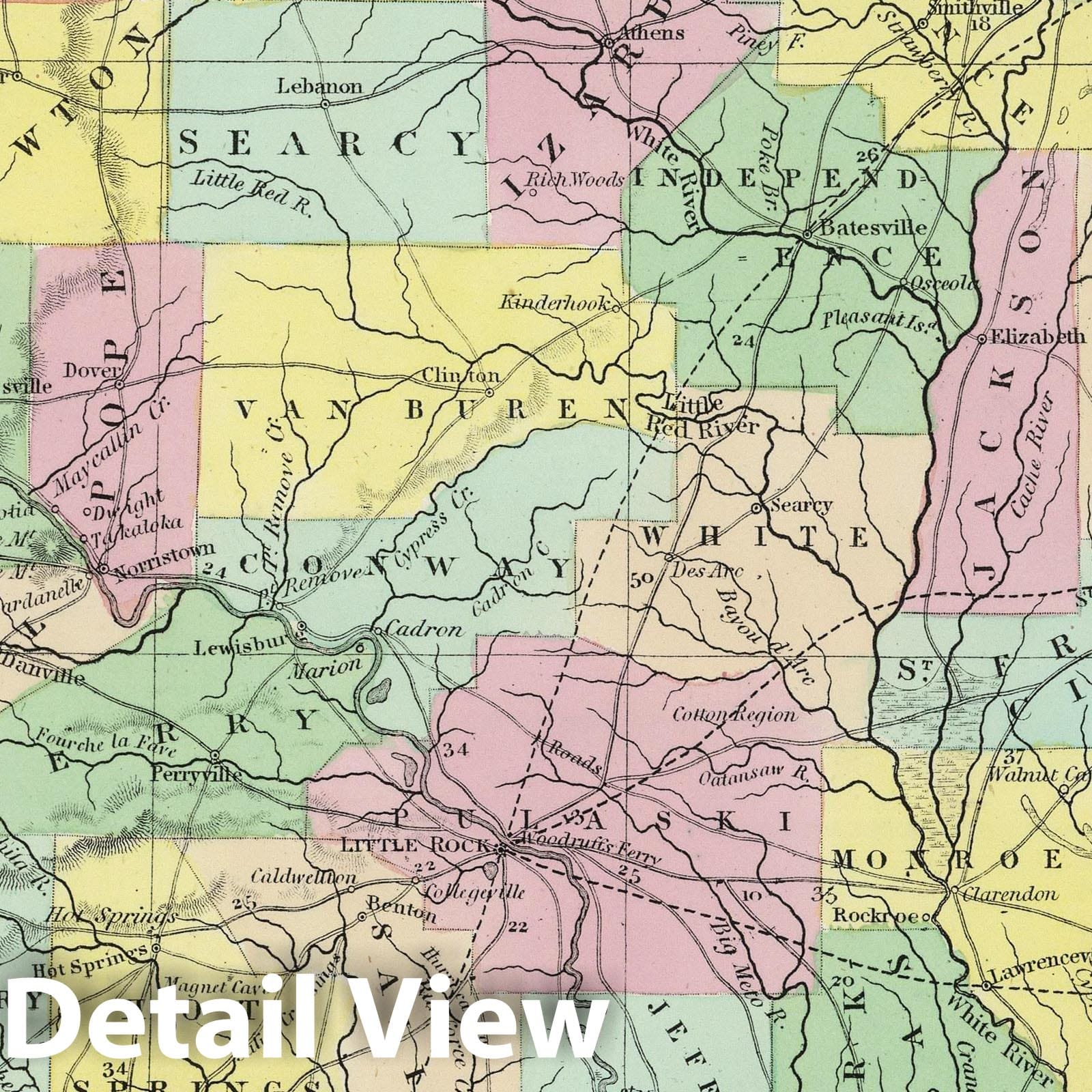 Arkansas - Railroad Map, 1855 - Historical Map Print