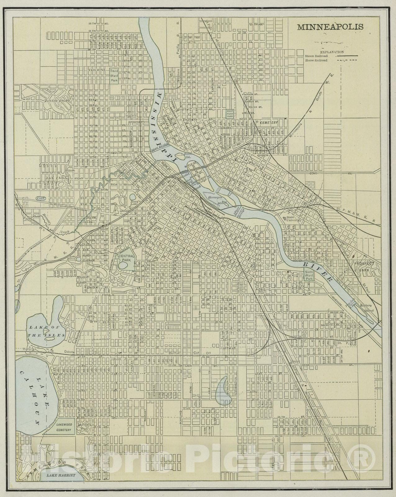 Historic Map : 1889 Minneapolis. - Vintage Wall Art