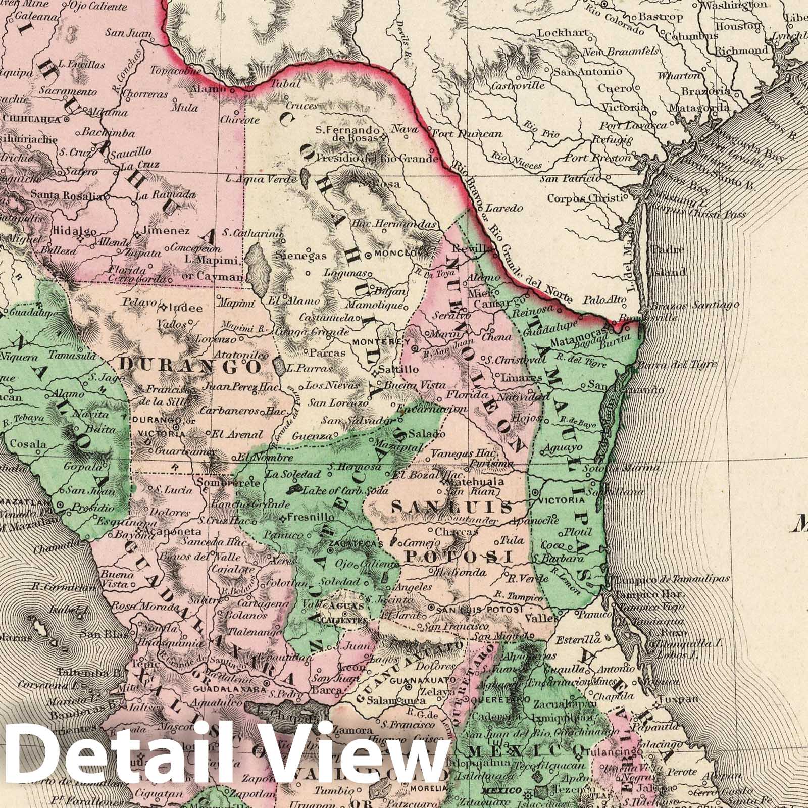 Mexico - Railroad Map, 1874 - Gray's Atlas Historical Map Reproduction