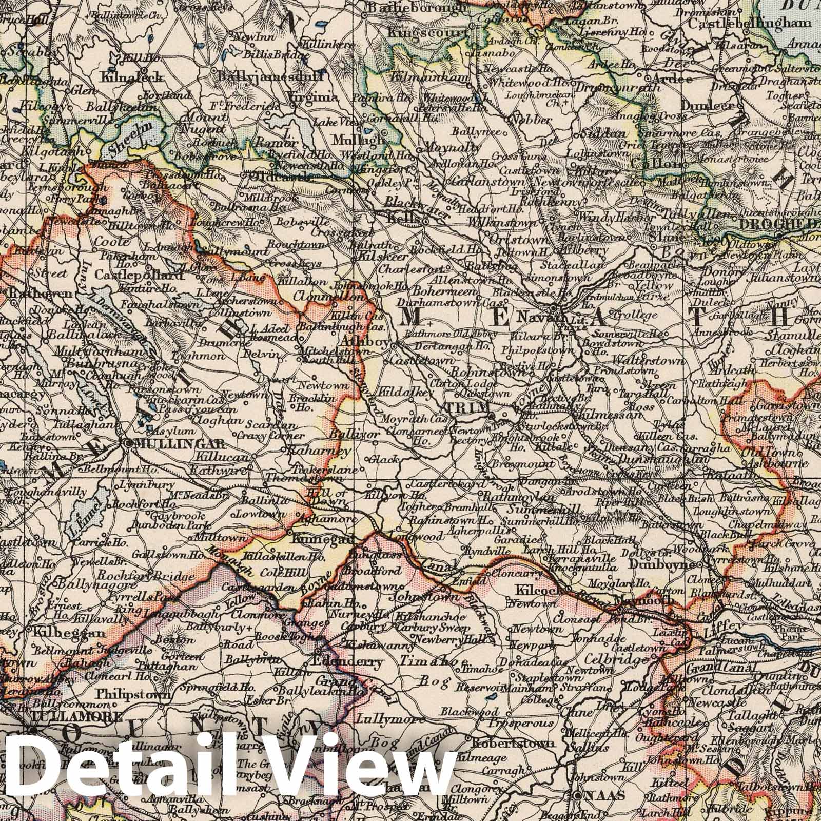 Ireland - Physical Map, 1906 - Historical Map Print