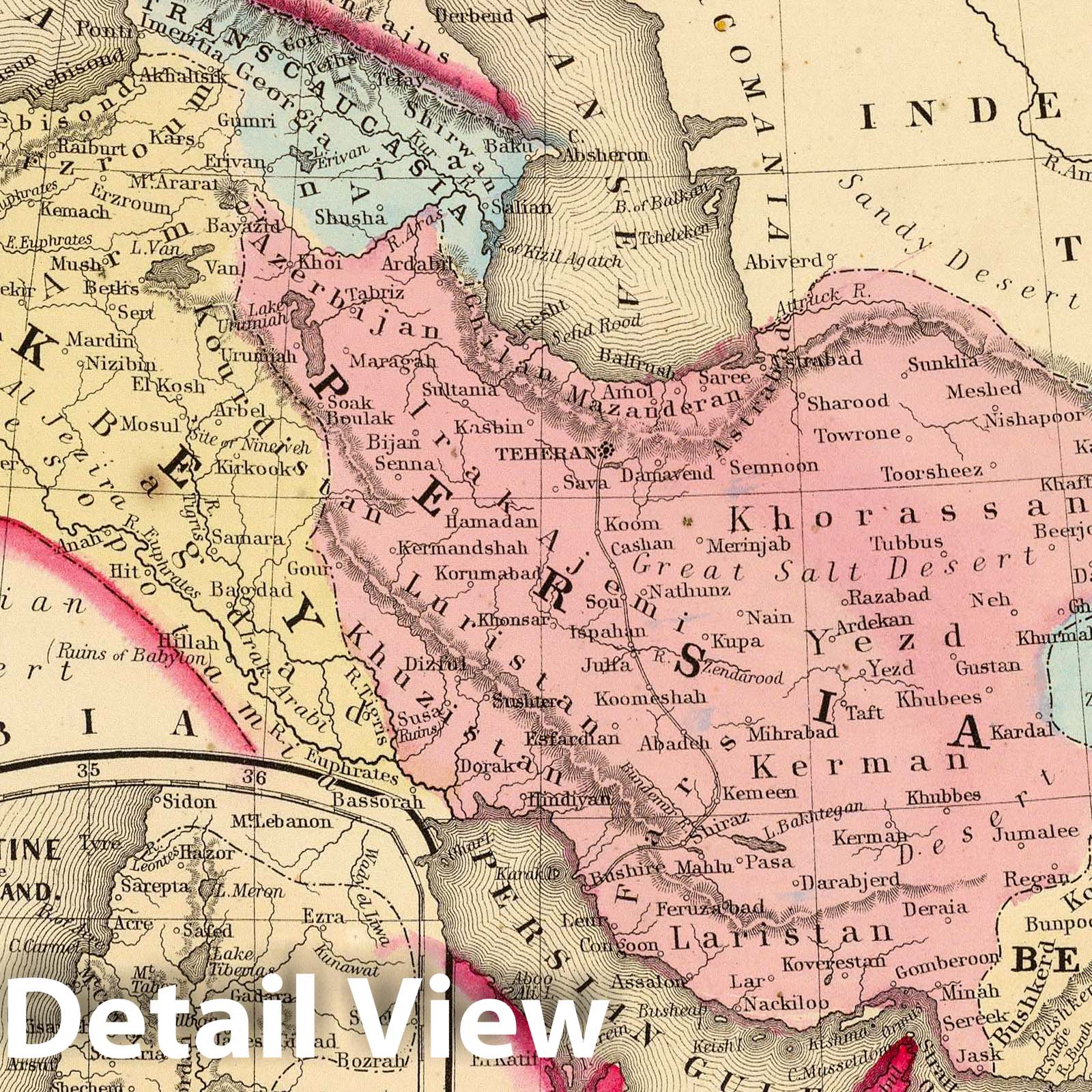 Persia, Turkey in Asia, Afghanistan, and Beloochistan - 1870 Historical Map Print