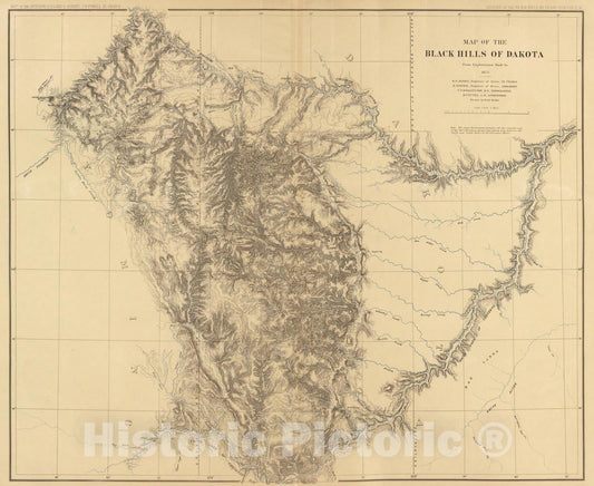 Historic Map : Exploration Book - 1879 Map of the Black Hills of Dakota. - Vintage Wall Art
