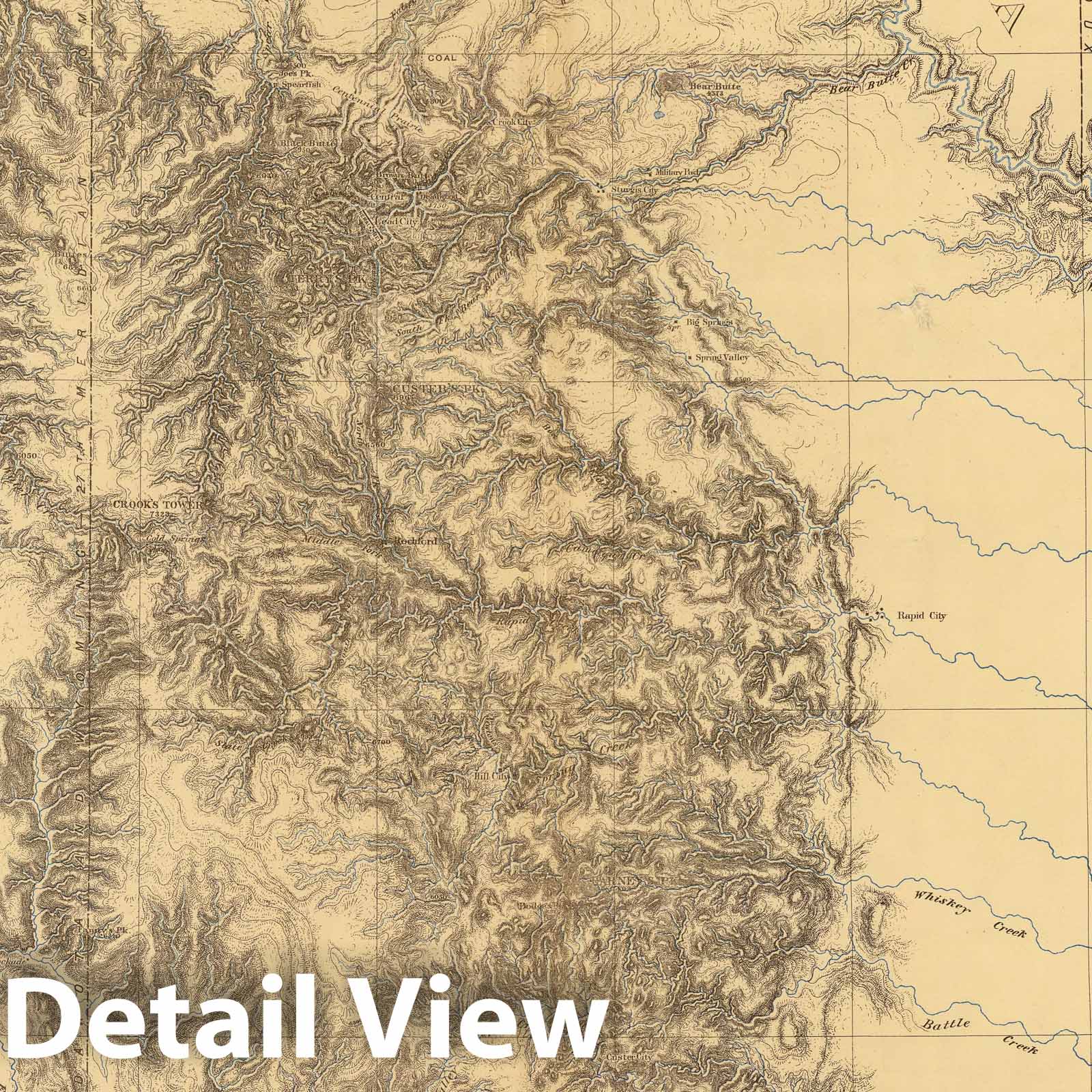 Black Hills of Dakota - Geologic Map, 1879 - Historical Topographic Print