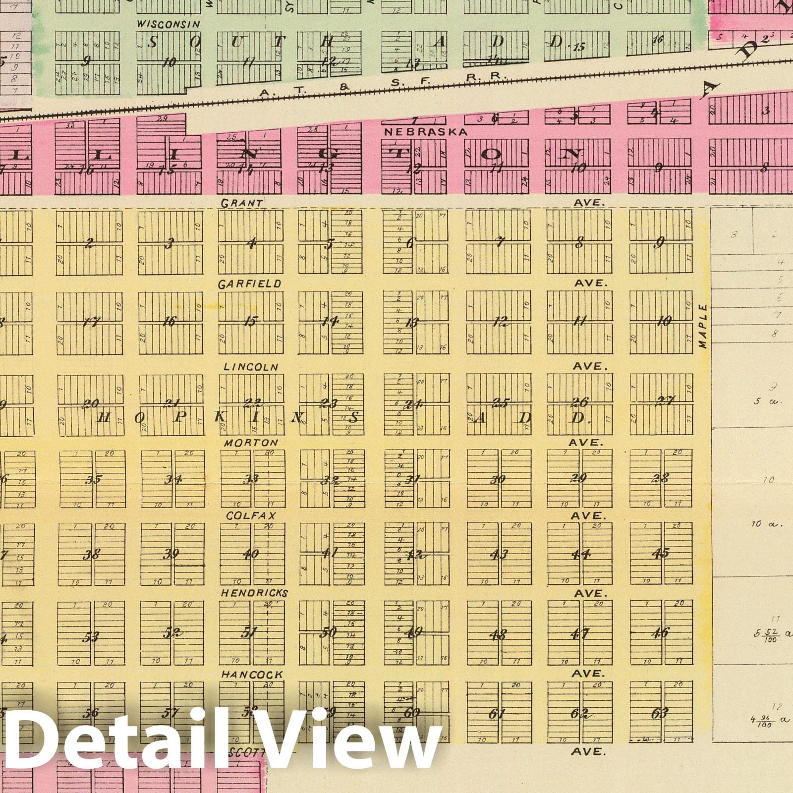Greensburg and Wakefield, Kansas - Military Map, 1887
