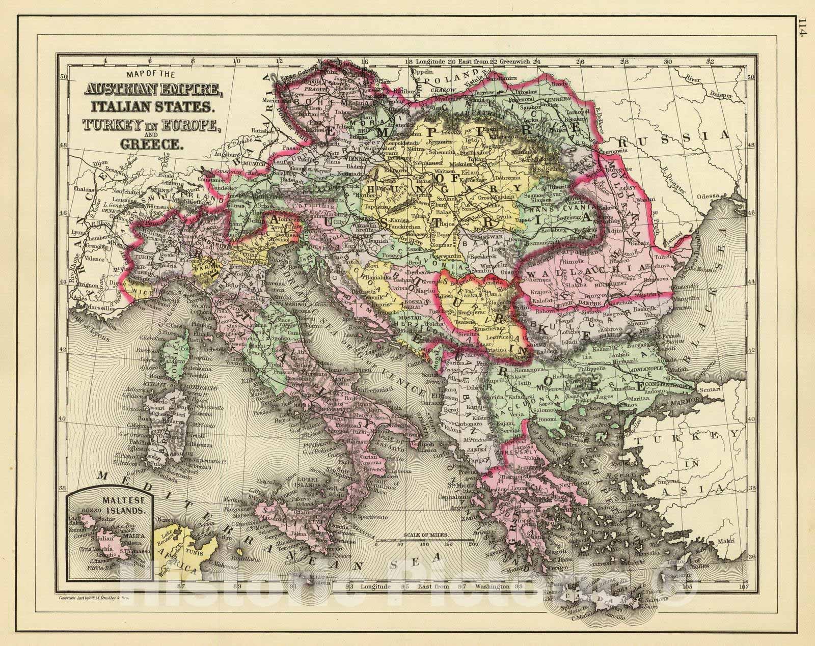 Austria, Italy, Turkey in Europe, and Greece - Railroad Map, 1890