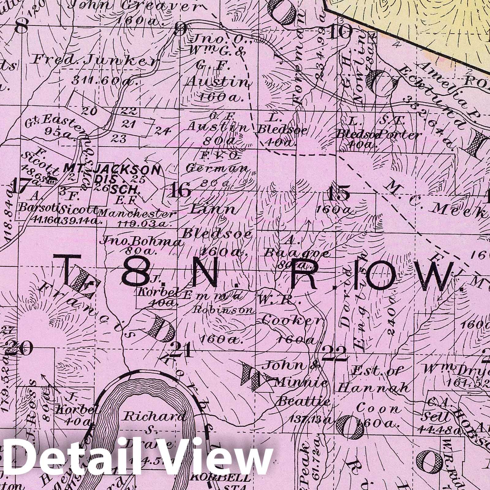 Sonoma County, California - T. 8 N., R. 10 W, 1898 - Historical Cadastral Map Print