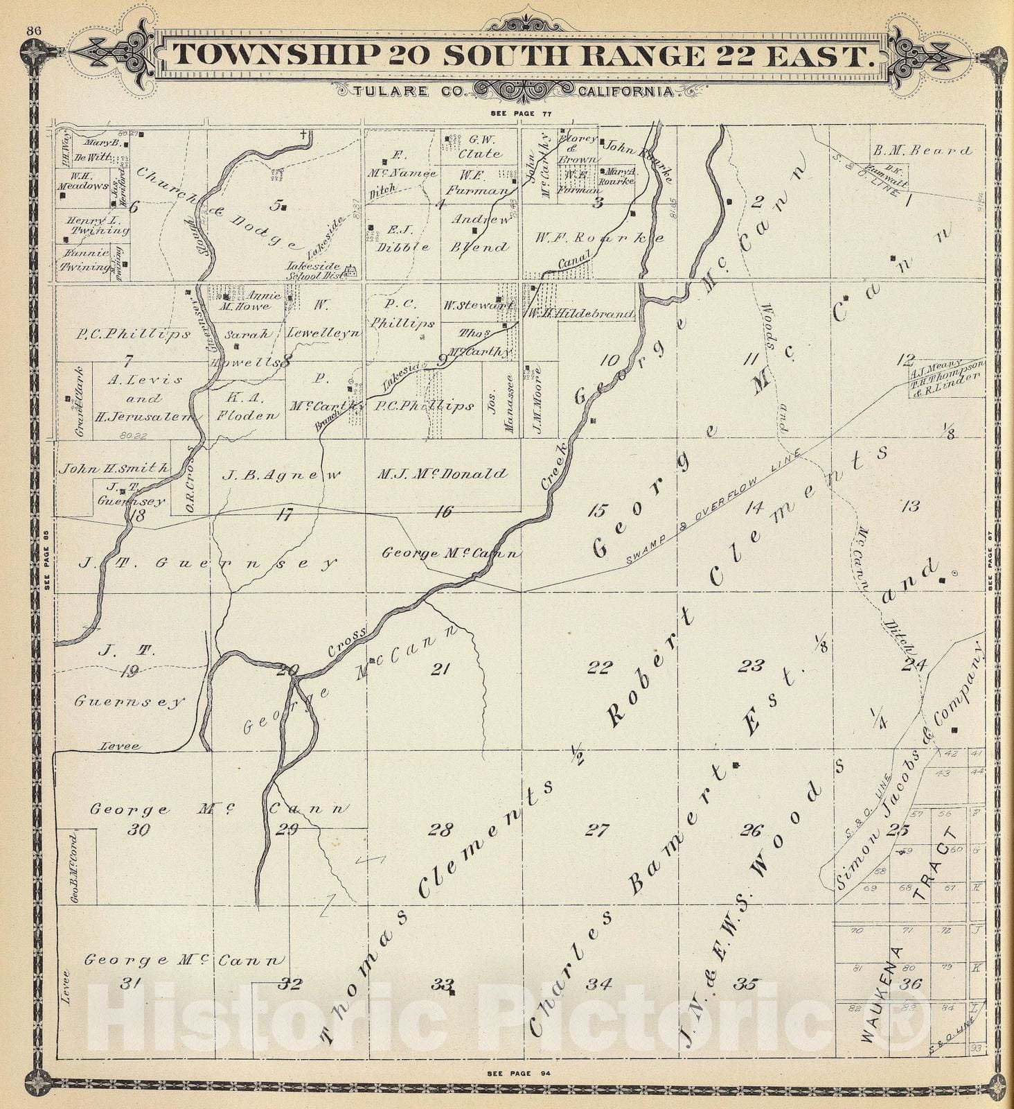 Historic Map : 1892 T.20S R.22E. - Vintage Wall Art