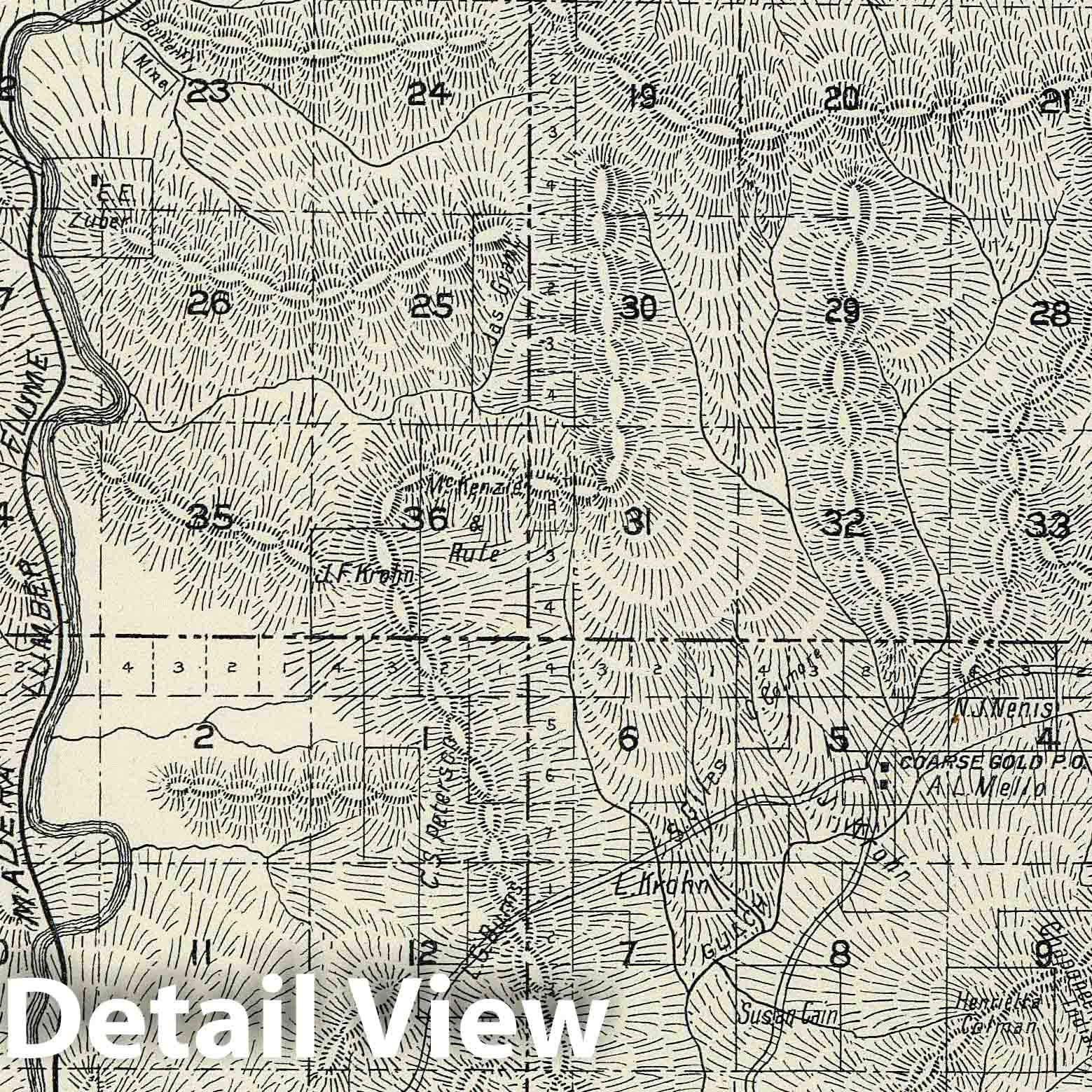 Madera County, California - Range 20-21 East, Township 7-8 South, 1891 - Historical Map Print