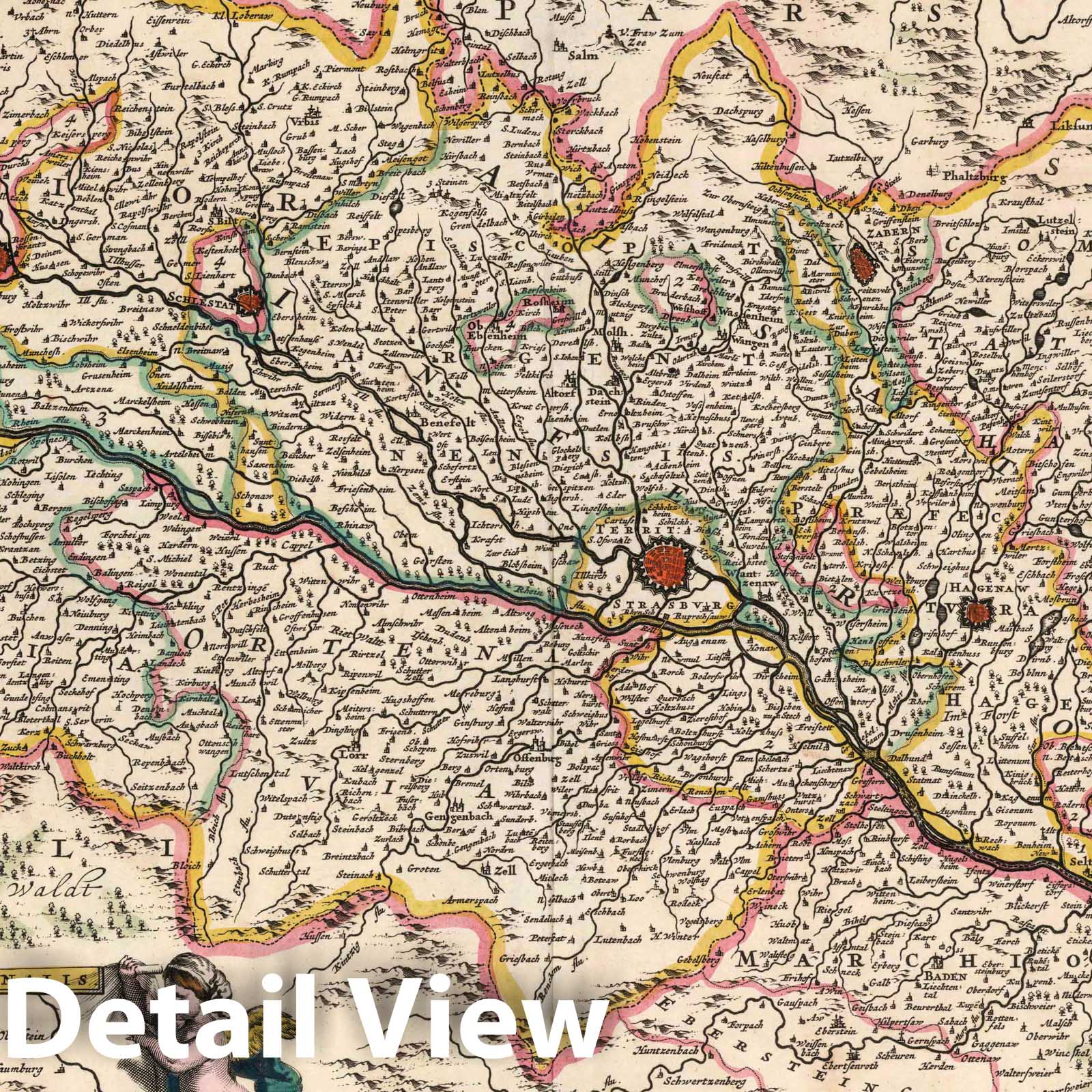 Alsace, Germany 1682 Historical Map Print