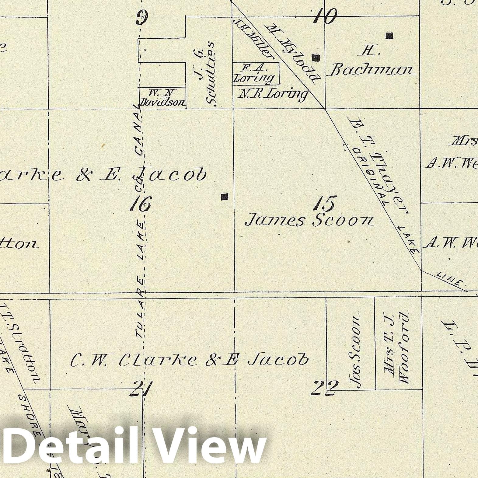 Township 22 South, Range 23 East, Tulare County, California - 1892 Survey Map