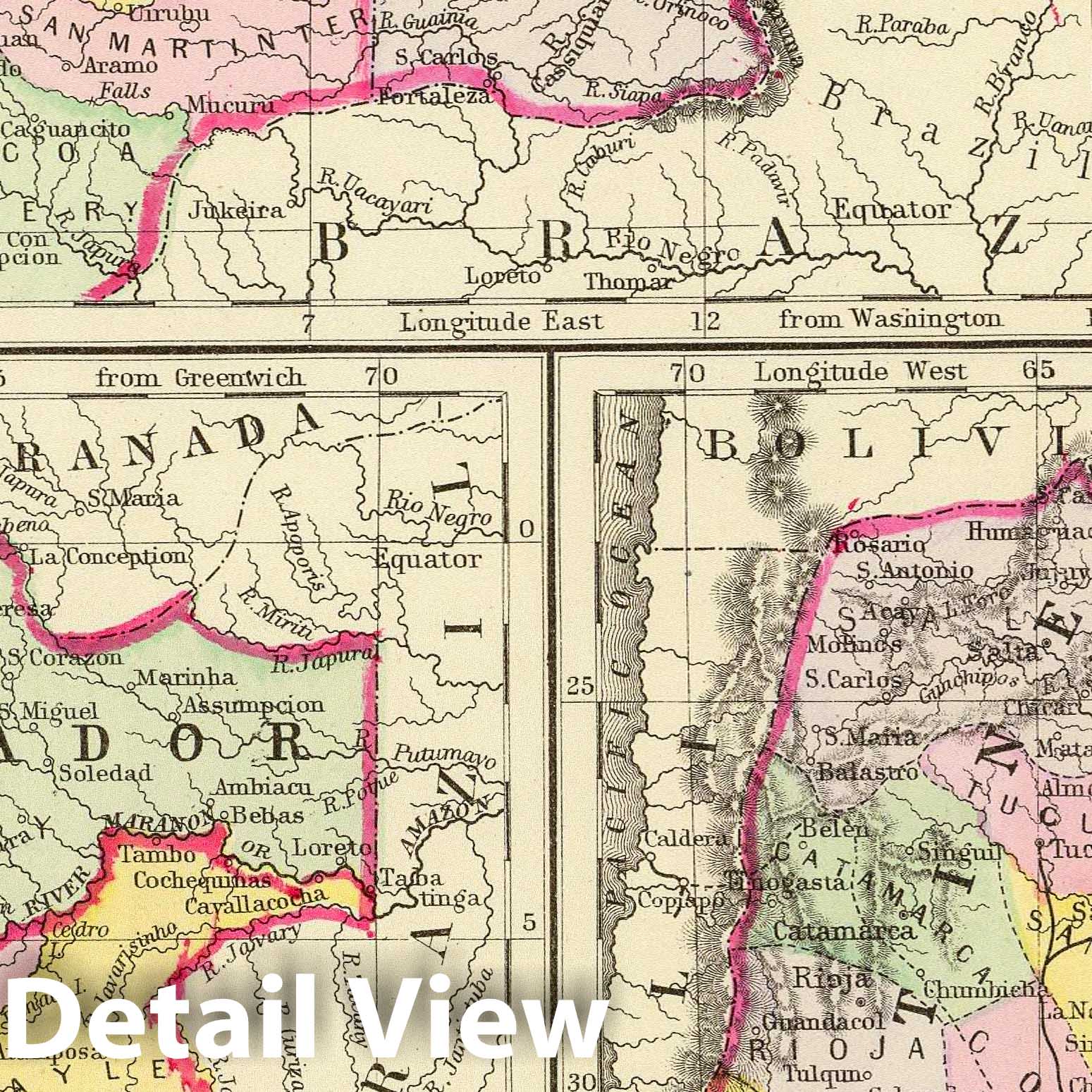 Colombia, Venezuela, and Guiana - River Map, 1890 - Historical Map Print