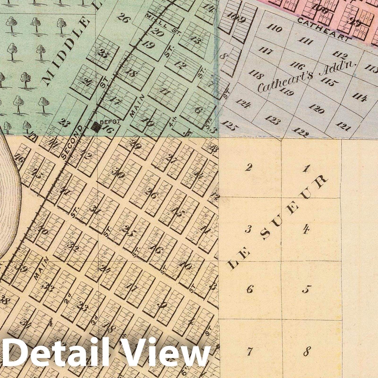 Le Sueur and Cleveland, Minnesota 1874 Historical Map Print