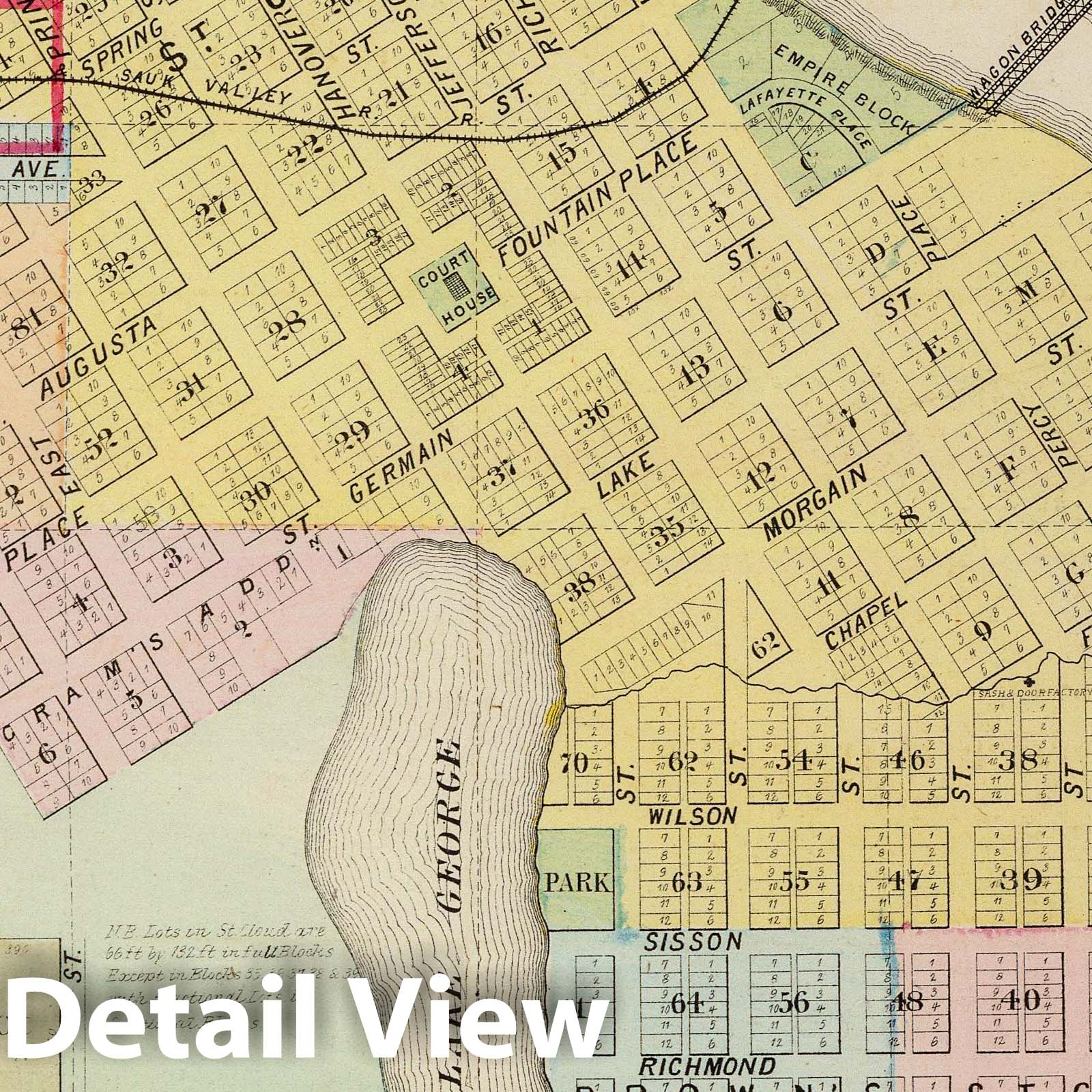 St. Cloud, Minnesota 1874 Historical City Plan Map