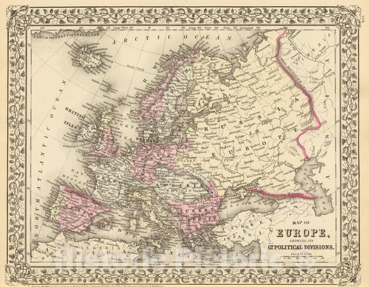 Historic Map : 1880 Europe. - Vintage Wall Art