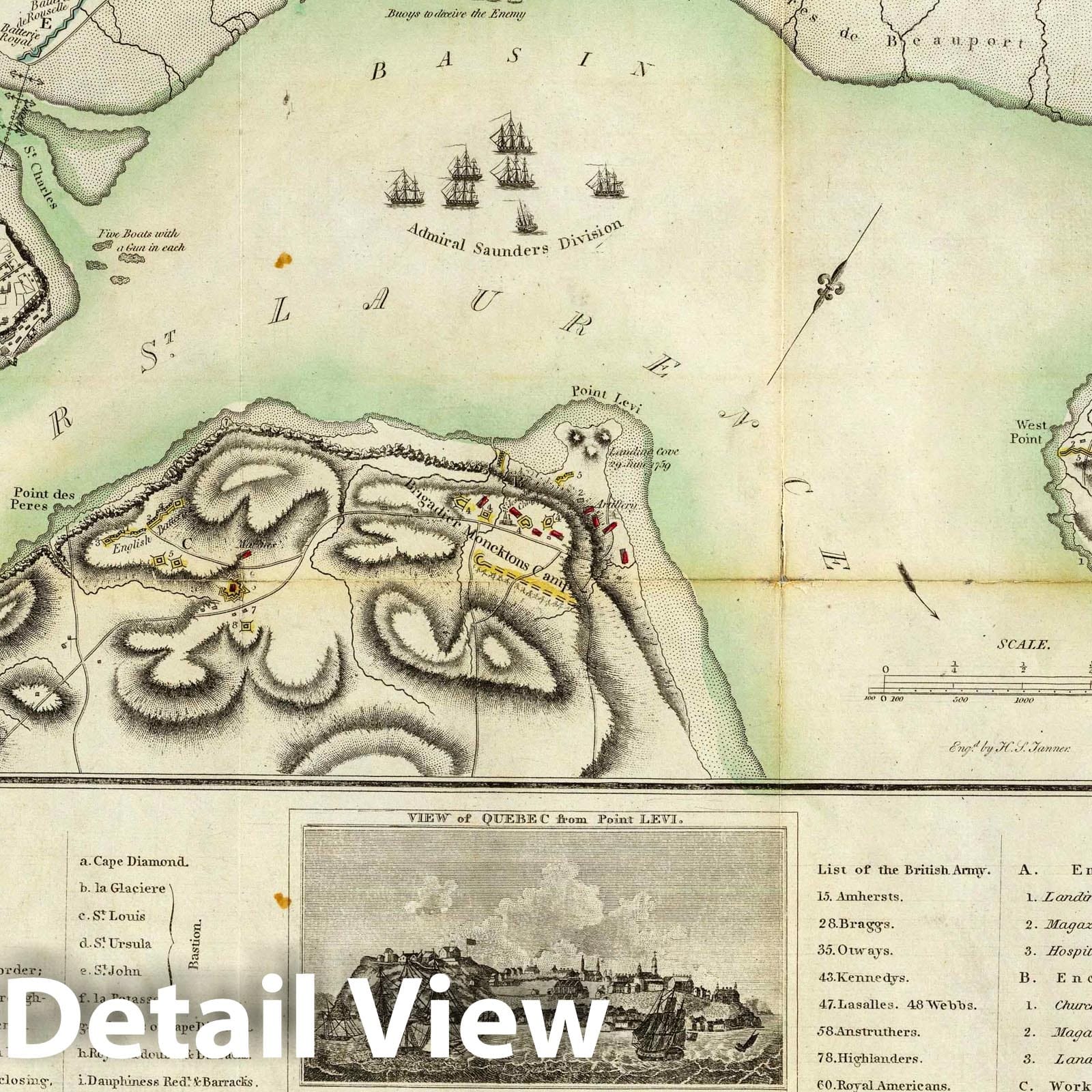 Quebec, Canada - Military Map, 1815 - Historical Map Print