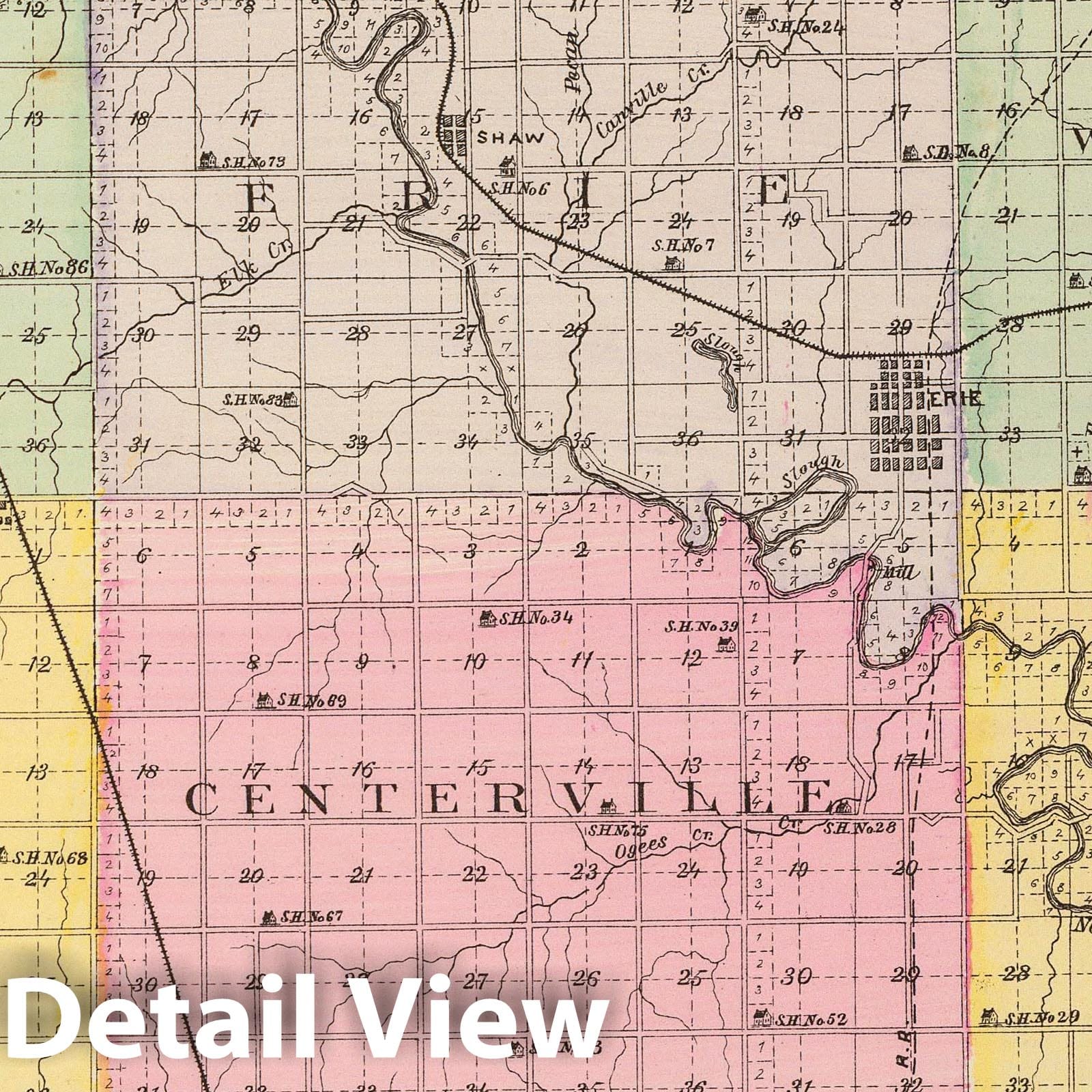 Neosho County, Kansas - Military Map, 1887 - Historical Map Print