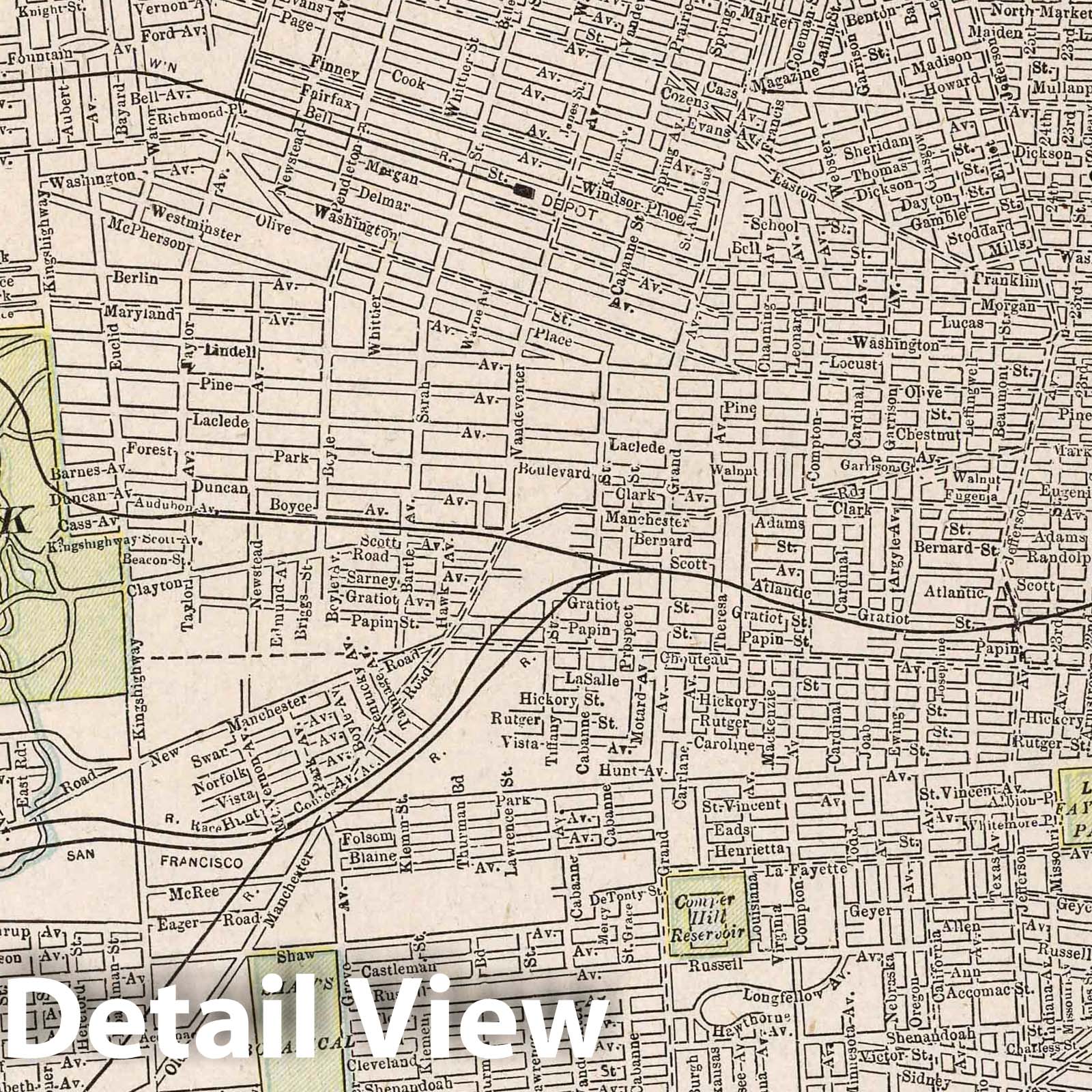 St. Louis Railroad Map, 1901 - Historical Map Print from Cram's Atlas