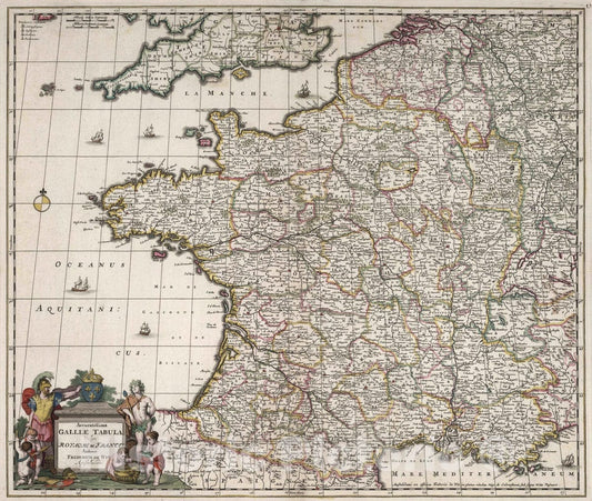 Historic Map : France, 1682 Accuratissima Gallae Tabula Vulgo Royaume de France. , Vintage Wall Art