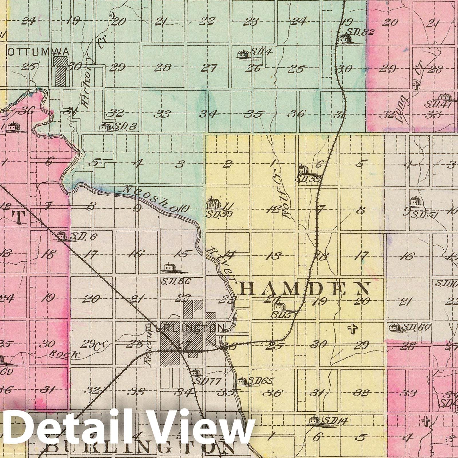Coffey County, Kansas - Military Map, 1887 - Historical Map Print