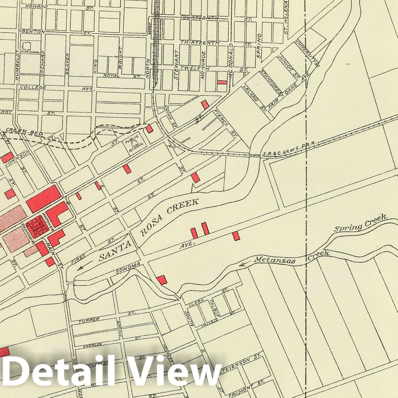 Santa Rosa, California - Earthquake Damage Map, 1908 - Historical Map Print
