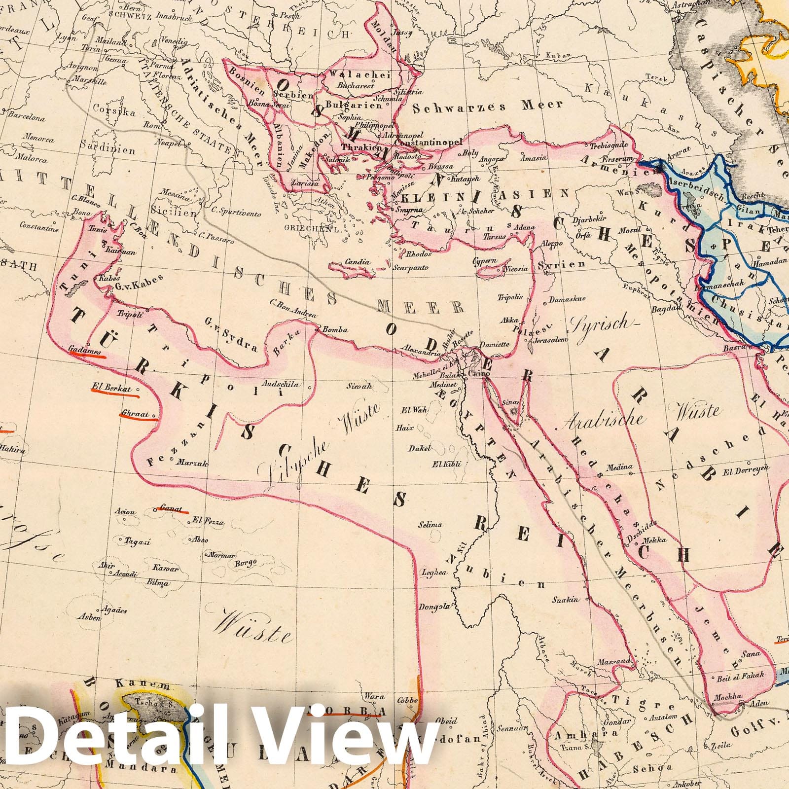 Islamic States Distribution, 1855 - Historical Map Print