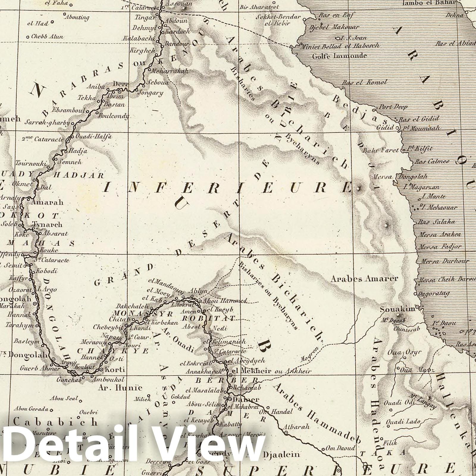 East Africa: Egypt, Sudan, and Abyssinia - River Map, 1837 - Historical Map Print