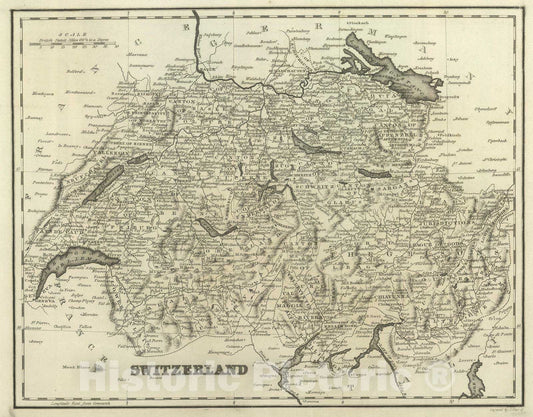 Historic Map : 1824 Switzerland. - Vintage Wall Art
