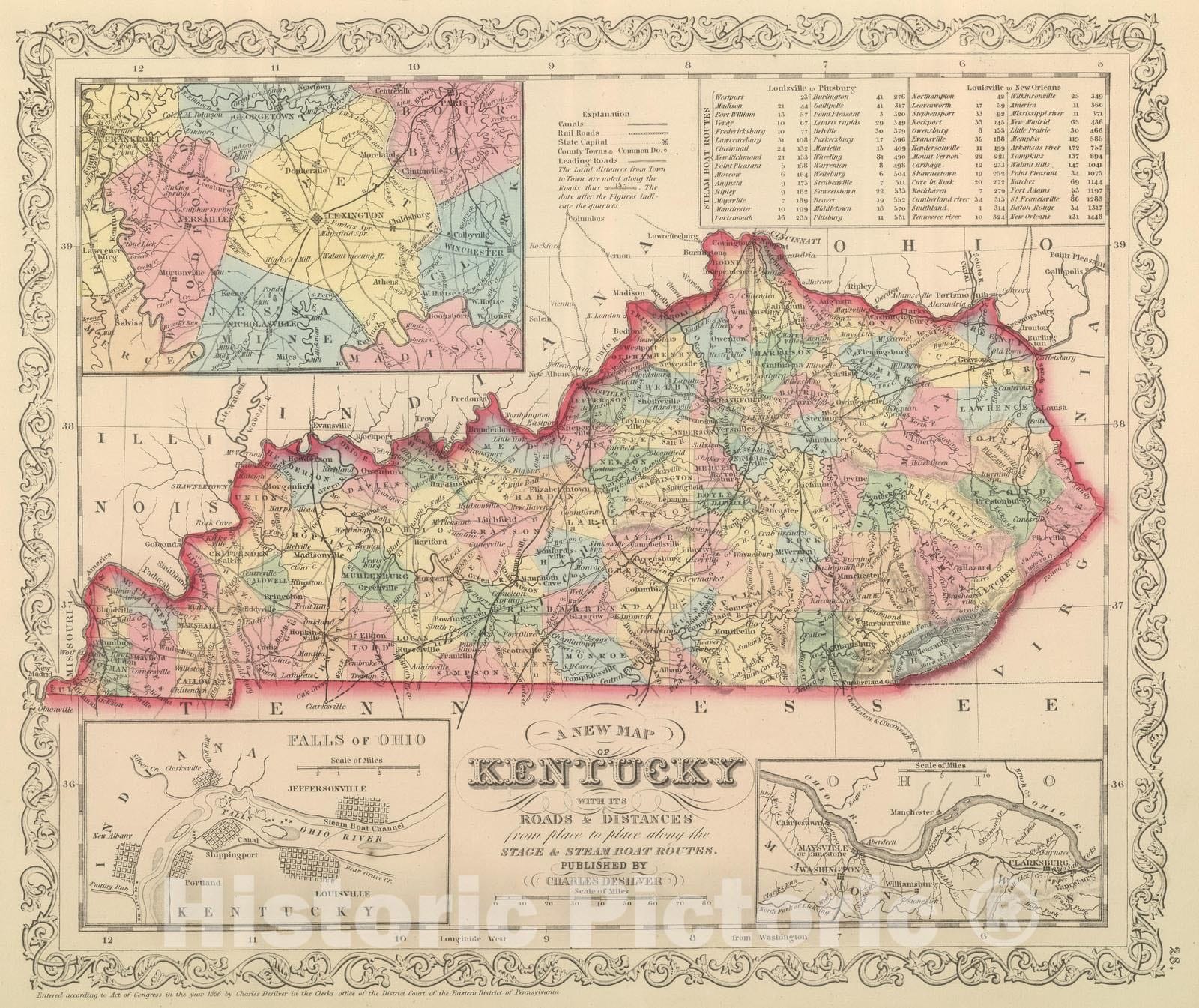 Historic Map : 1859 Kentucky. - Vintage Wall Art