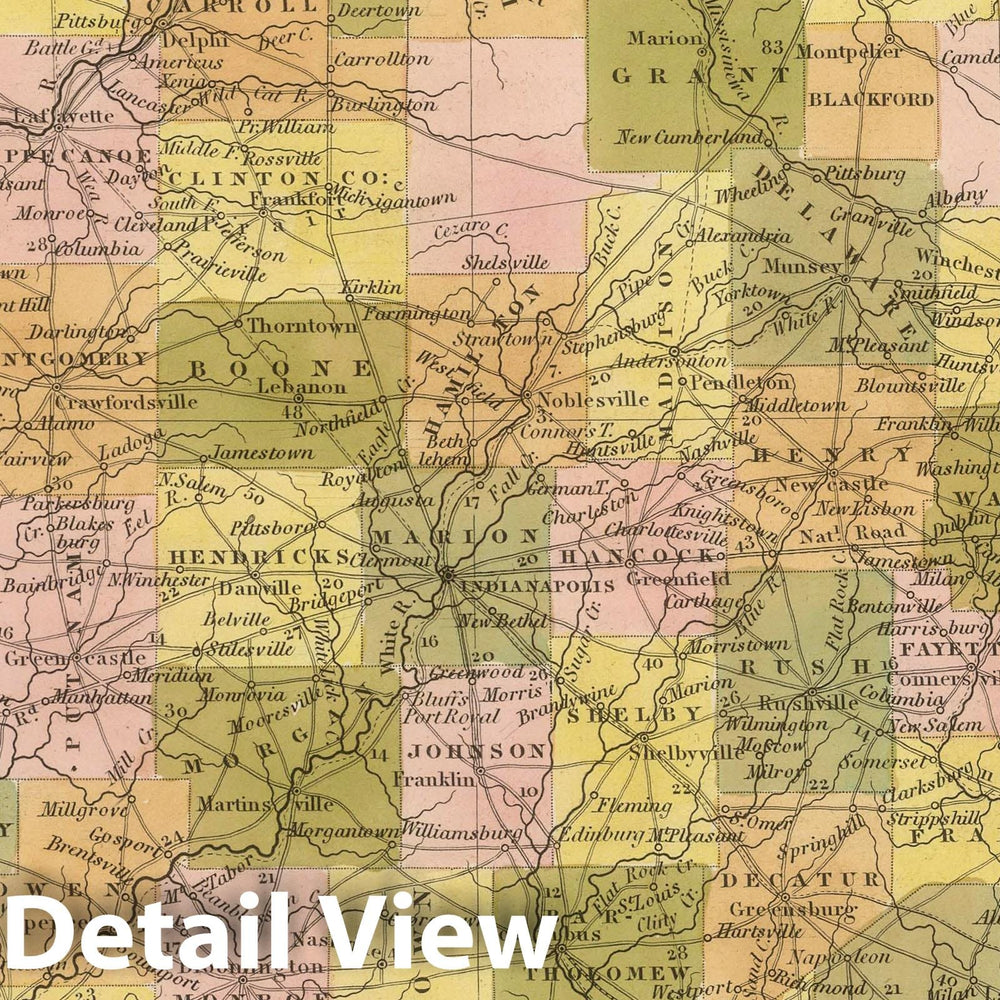 Historic Map : 1845 New Map Of Indiana. - Vintage Wall Art
