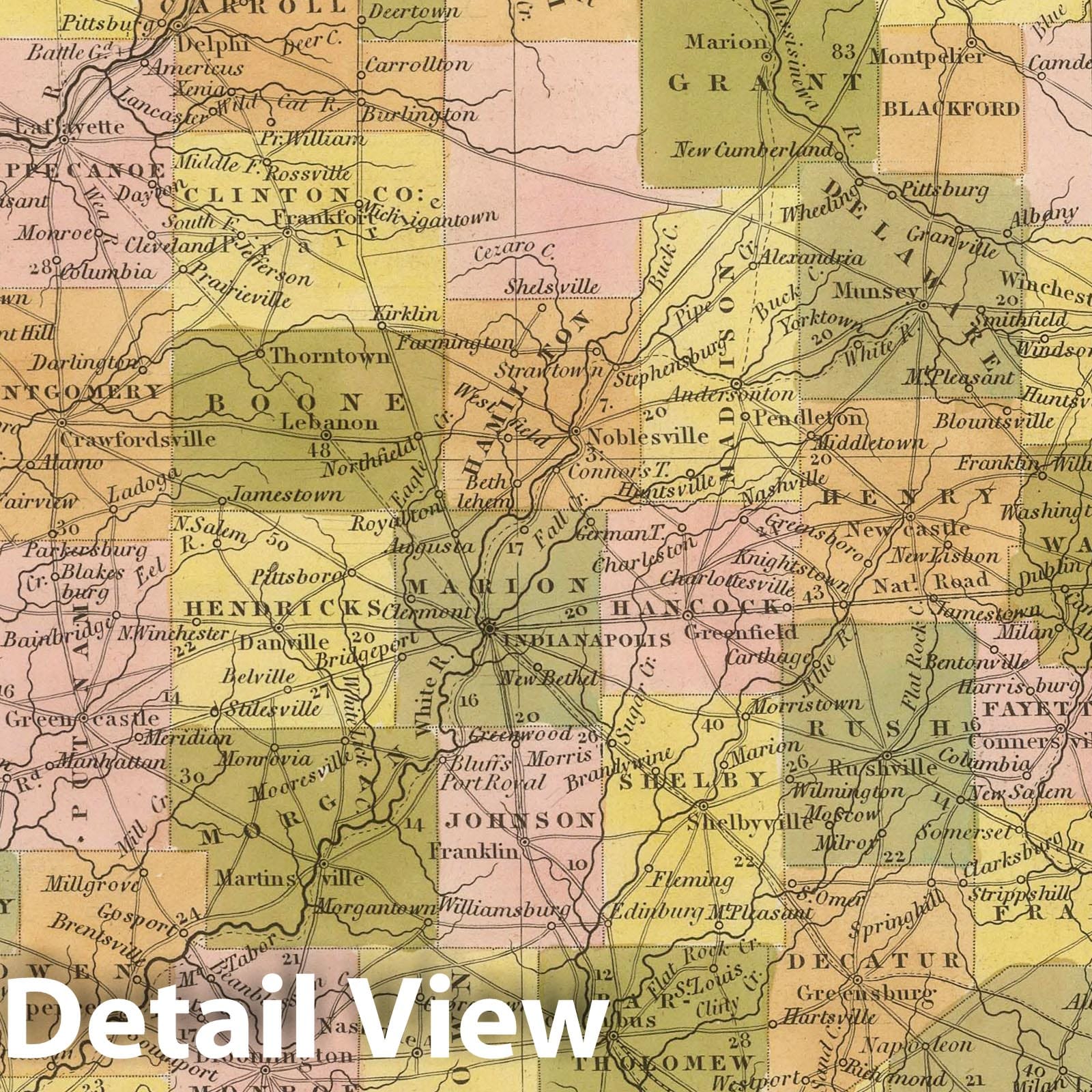 Indiana - Nautical Chart, 1845 - Tanner's Universal Atlas Historical Map Print