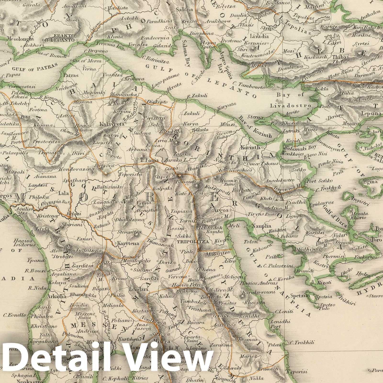 Greece and the Ionian Islands, 1847 - Historical Map Print