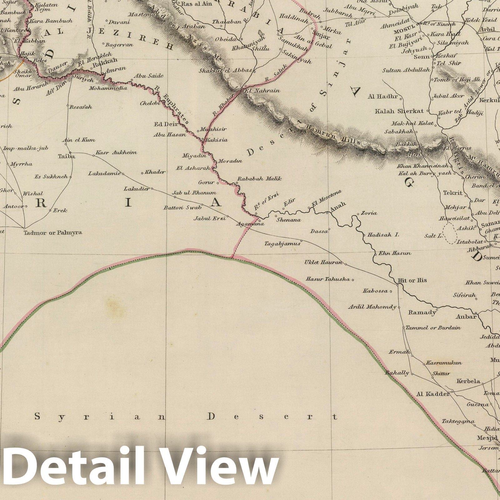 Syria and Provinces to the Persian Gulf, 1848 - Historical Map Print