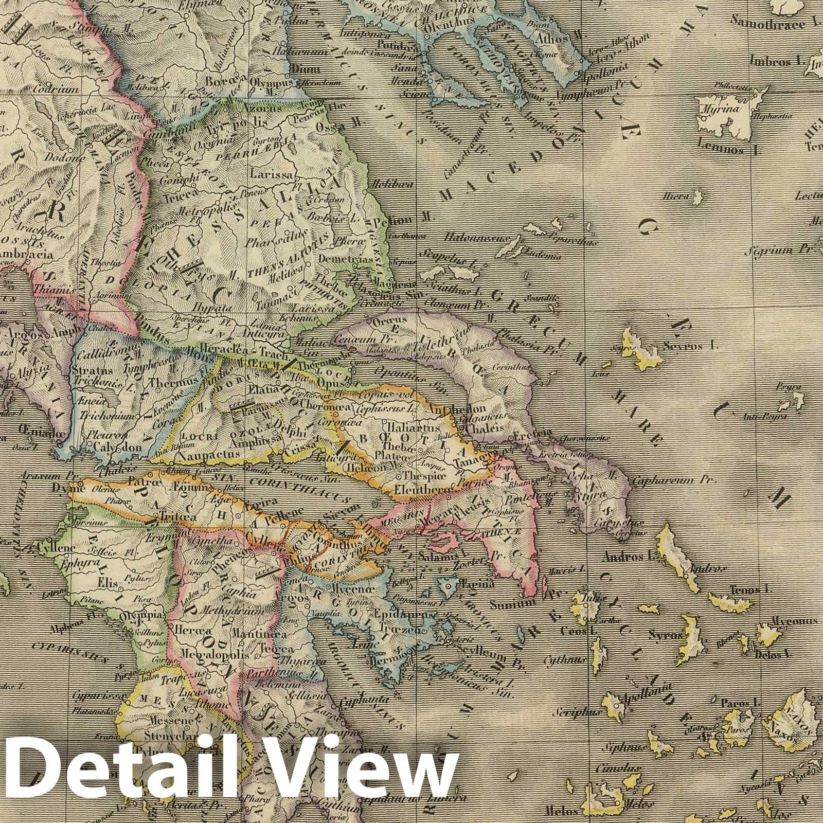 Ancient Greece and Macedonia, 1826 - Historical Map Print