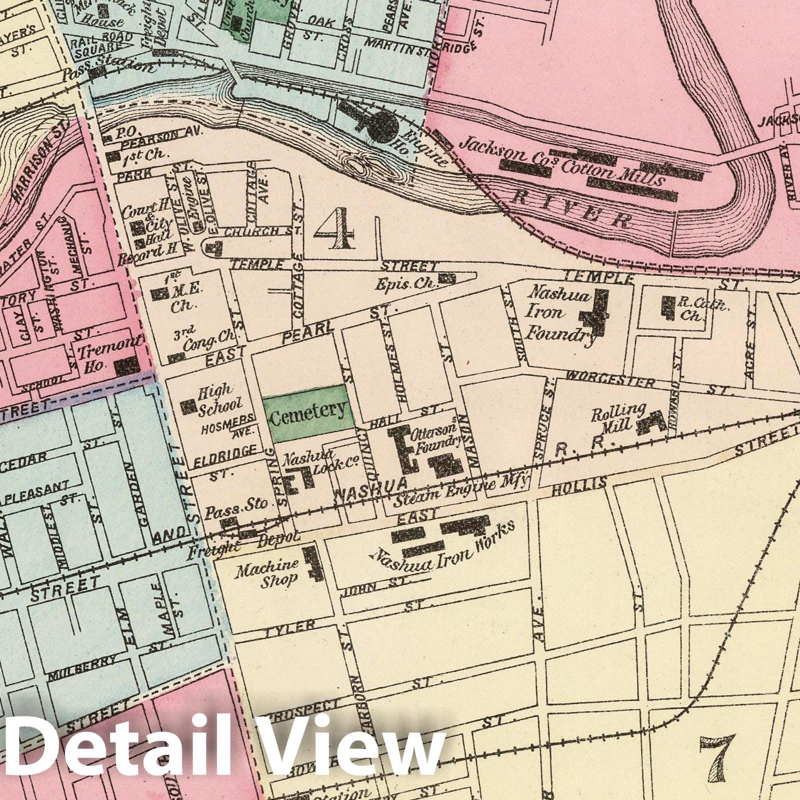 Nashua, Hillsborough County, New Hampshire - Railroad Map, 1877