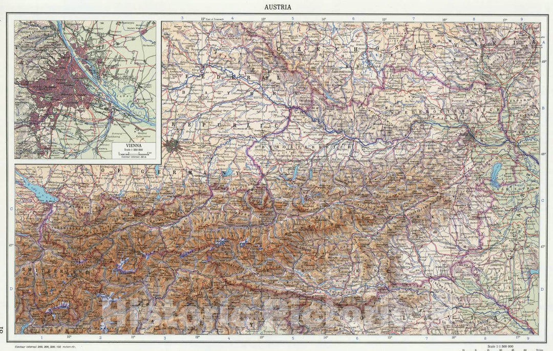 Historic Map : 1967 81. Austria. The World Atlas. - Vintage Wall Art
