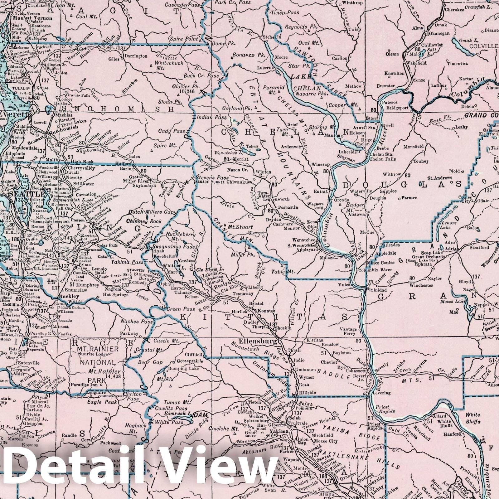 Washington - Physical Map, 1948 - Hammond's New World Atlas