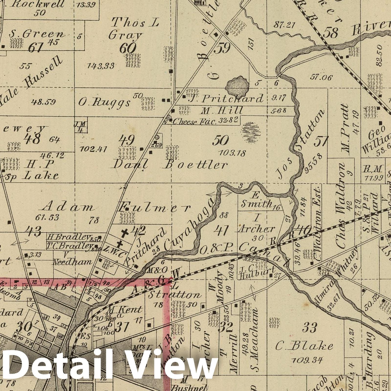 Franklin Township, Portage County, Ohio - Property Map, 1874 - Historical Reproduction