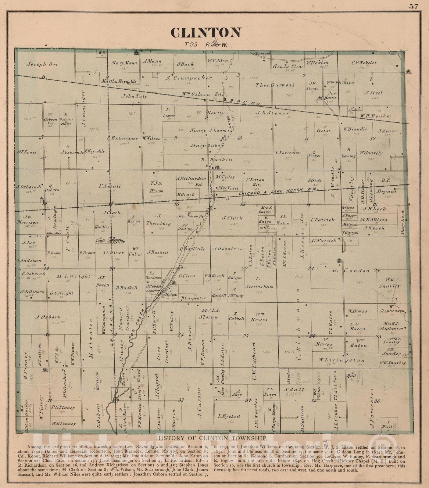 Clinton Township, LaPorte County, Indiana - Property Map, 1874