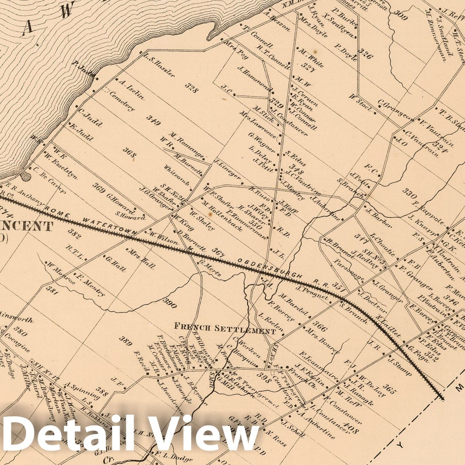 Cape Vincent, Jefferson County, New York - Property Map, 1864