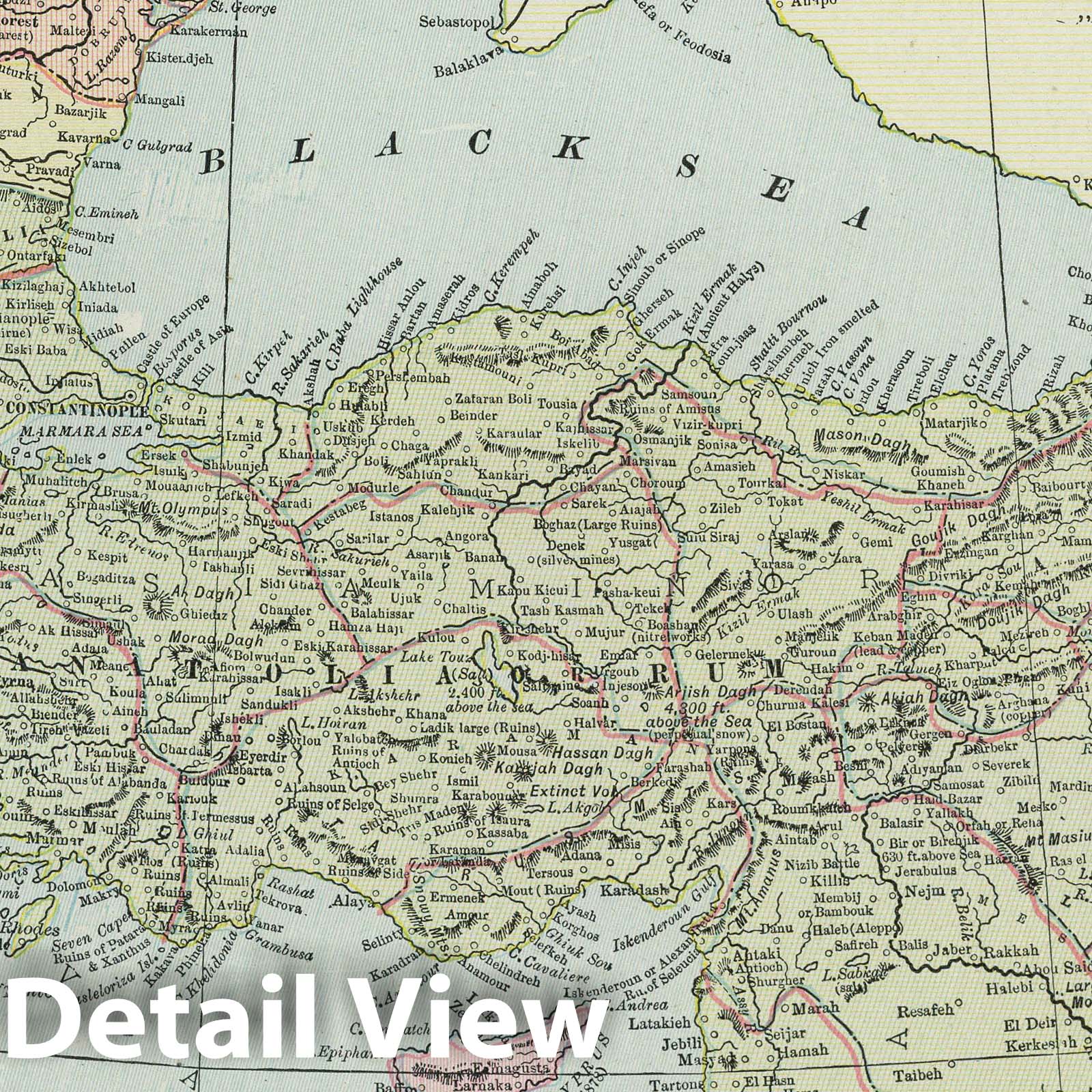 Turkish Empire in Europe and Asia, 1889 - Historical Map Print