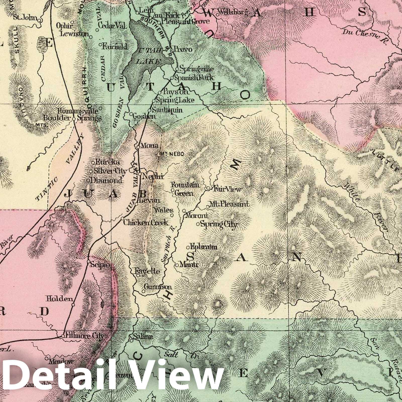 Utah - Railroad Map, 1873 - Gray's Atlas Historical Map Reproduction