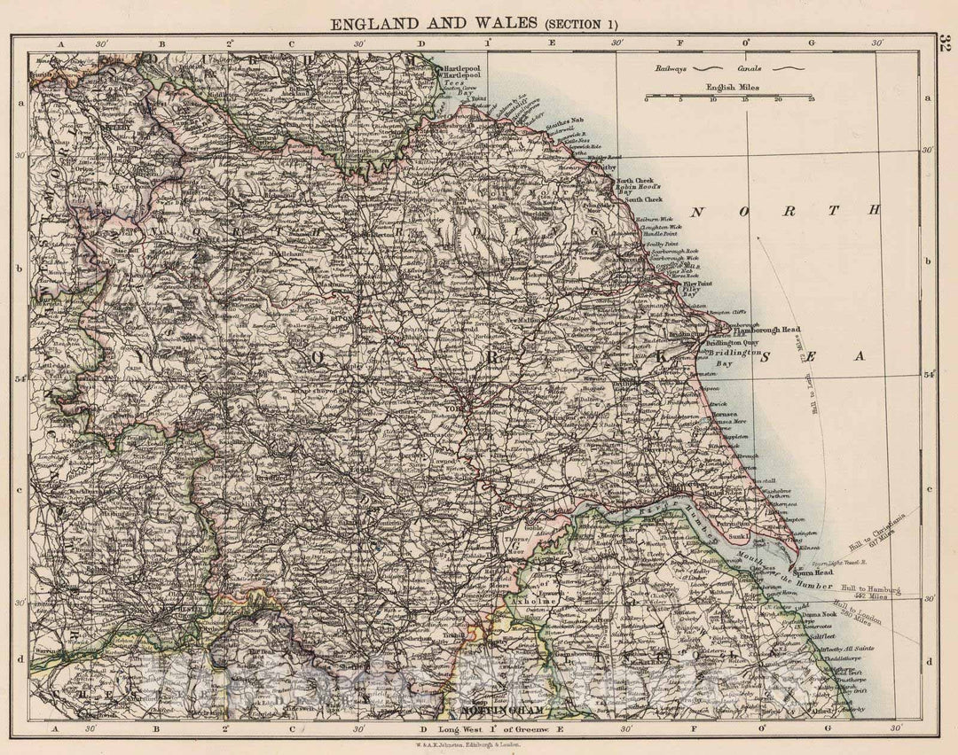 Historic Map : 1906 England and Wales (Section 1). - Vintage Wall Art