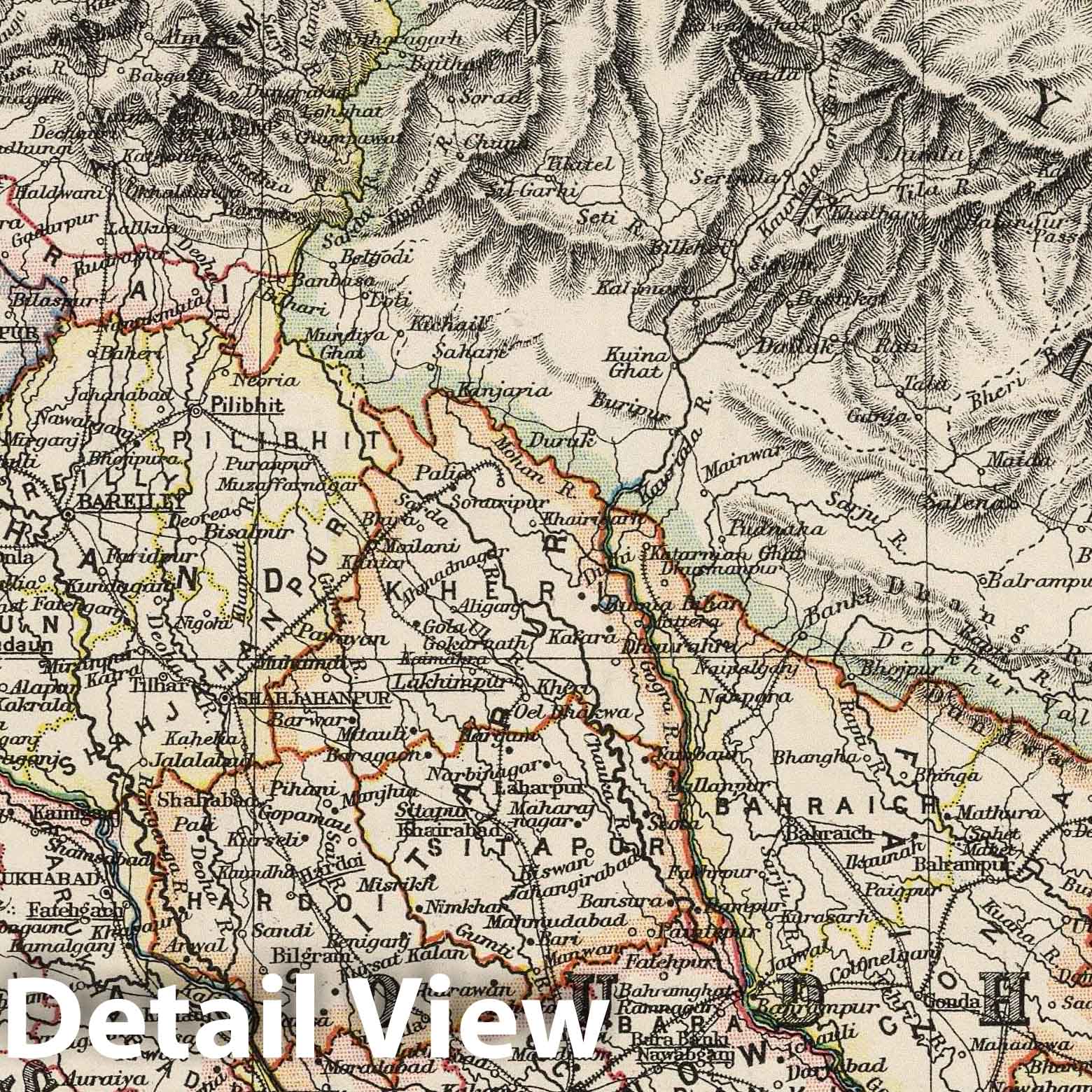 North-Western Provinces, Oudh, and Nepal - Physical Map, 1906