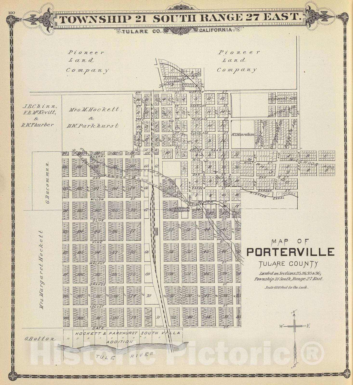 Historic Map : 1892 Porterville. - Vintage Wall Art