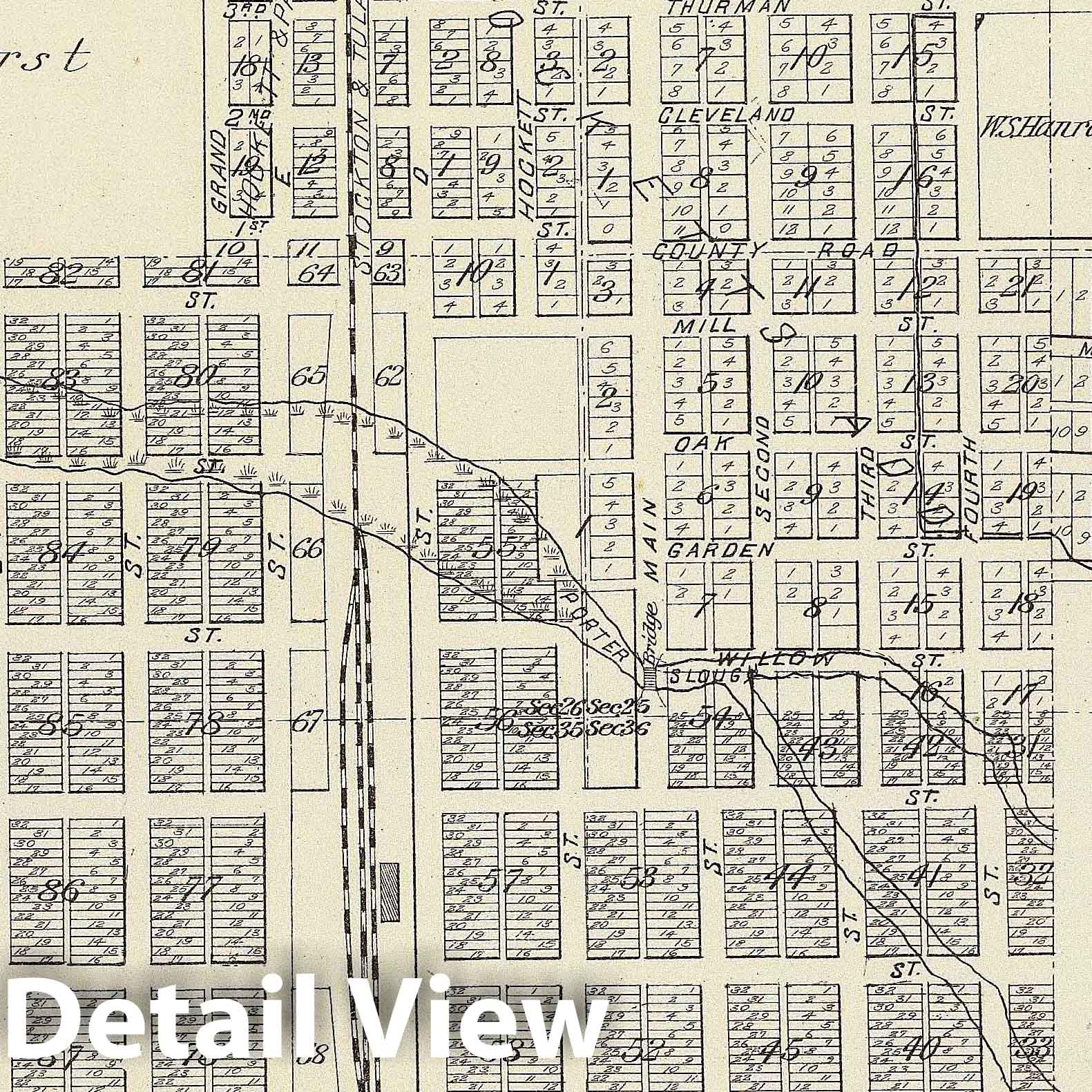 Porterville, Tulare County, California - Railroad Map, 1892