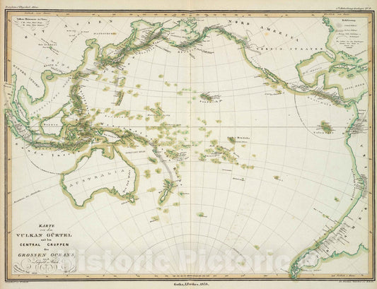 Historic Map : 1838 Karte von dem Vulkan Gurtel. - Vintage Wall Art