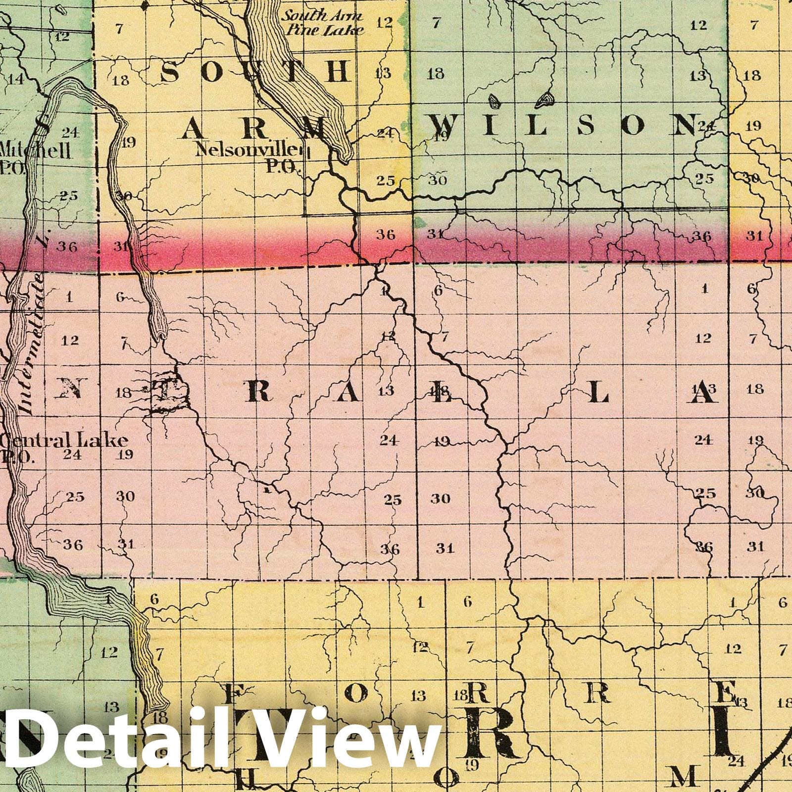 Charlevoix and Antrim Counties, Michigan - Railroad Map, 1873