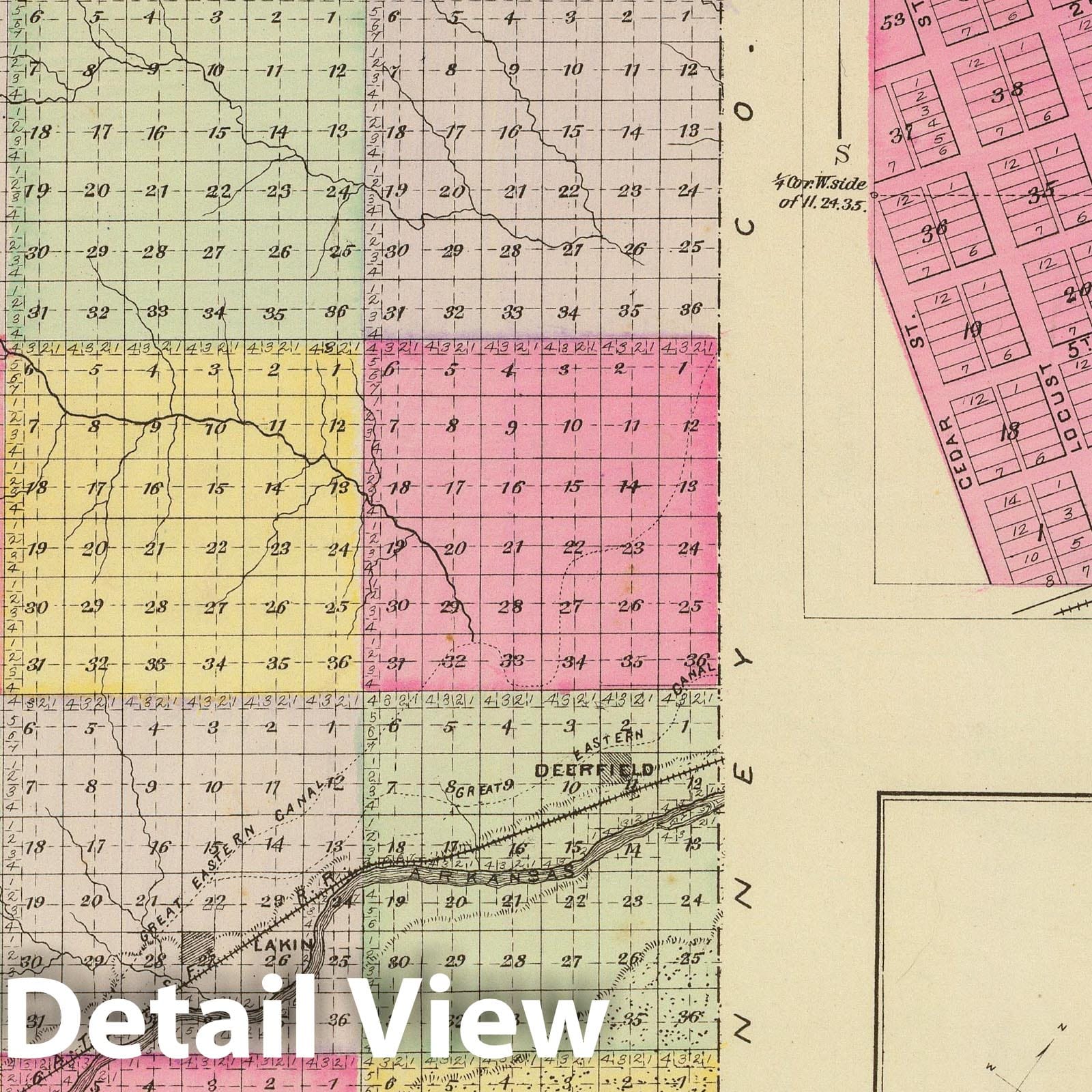 Deerfield, Lakin, and Kearny County, Kansas - 1887 Historical Map Print
