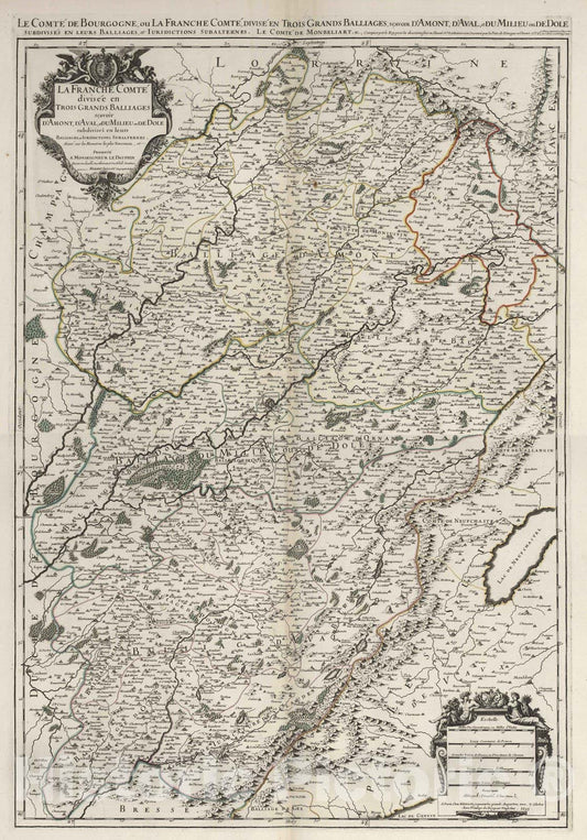Historic Map : Franche Comte , France 1695 Composite Map: La Franche Comte. , Vintage Wall Art